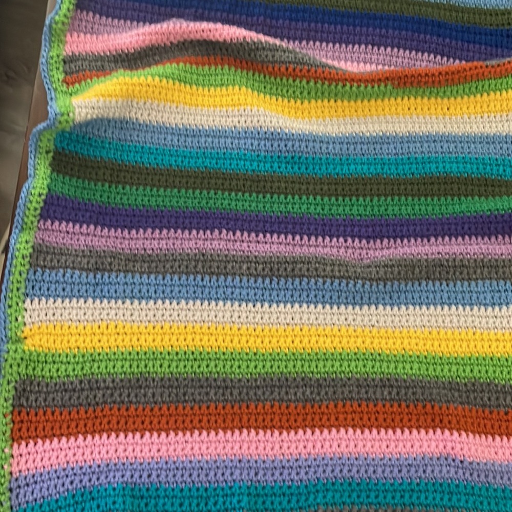 Blanket For One- Multi-Colors- Use for Favorite Chair-or Crib- New Crocheted